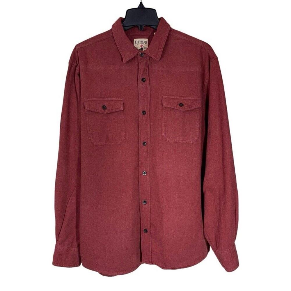 Red Head Brand Co Flannel Shirt Mens Size XL Deep Red Long Sleeve 100% Cotton